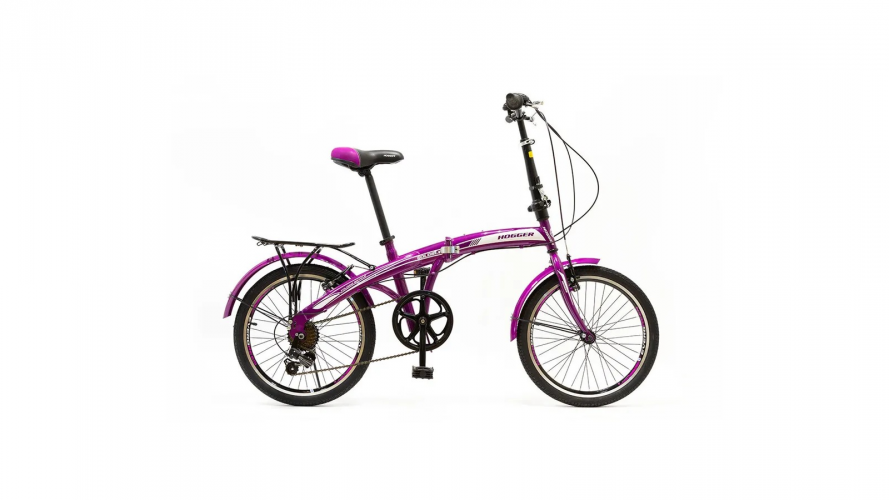  Фото 20" Велосипед HOGGER "FLEX" V, рама сталь, 7ск., складной, пурпурно-черный