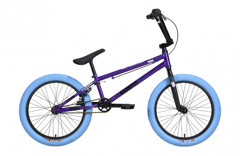  Фото 20" Велосипед Stark'24 Madness BMX 4, рама сталь, серо-фиолетовый/черный/синий