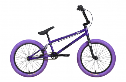 20" Велосипед Stark'24 Madness BMX 4, рама сталь, серо-фиолетовый/черный/фиолетовый