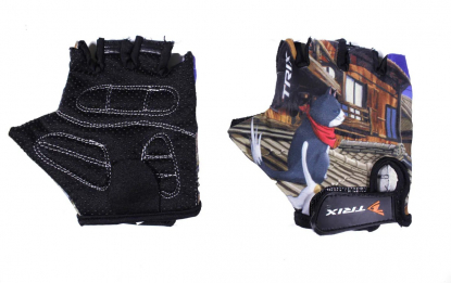 Перчатки TRIX, детские, кор.пальцы, дыш.лайкра,антискольз.,с петелькой,дизайн "кот" XXS