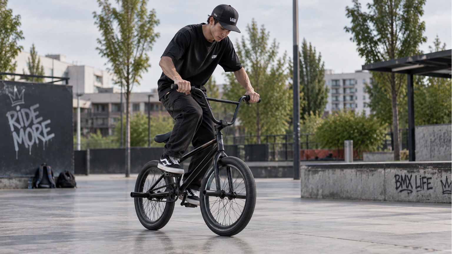 Балансировка на месте на BMX велосипеде