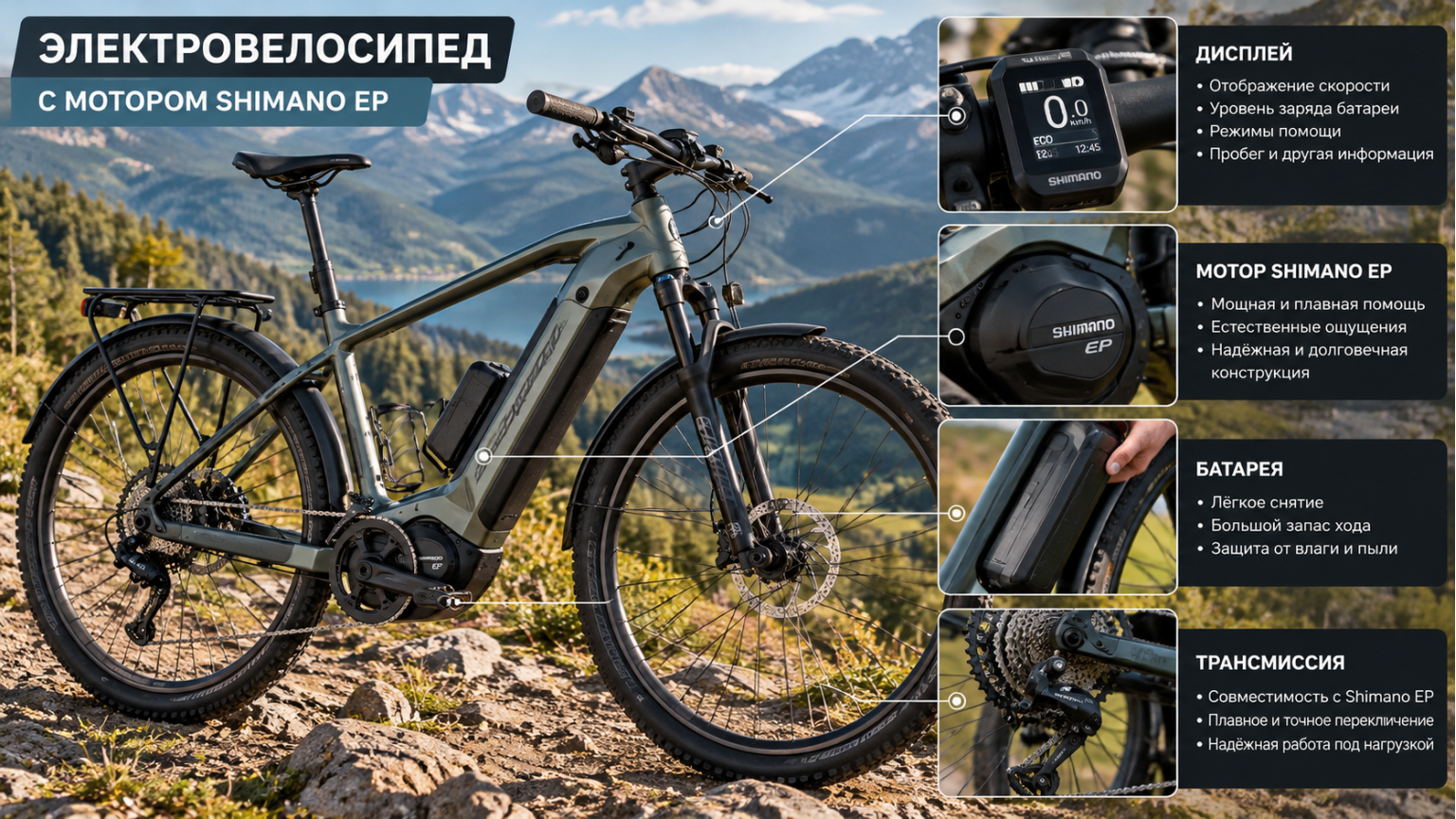 Электровелосипед с мотором Shimano EP
