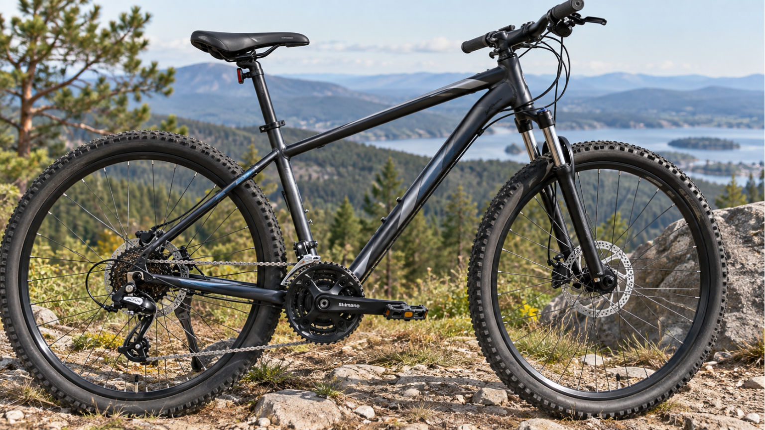Горный велосипед начального уровня с трансмиссией Shimano