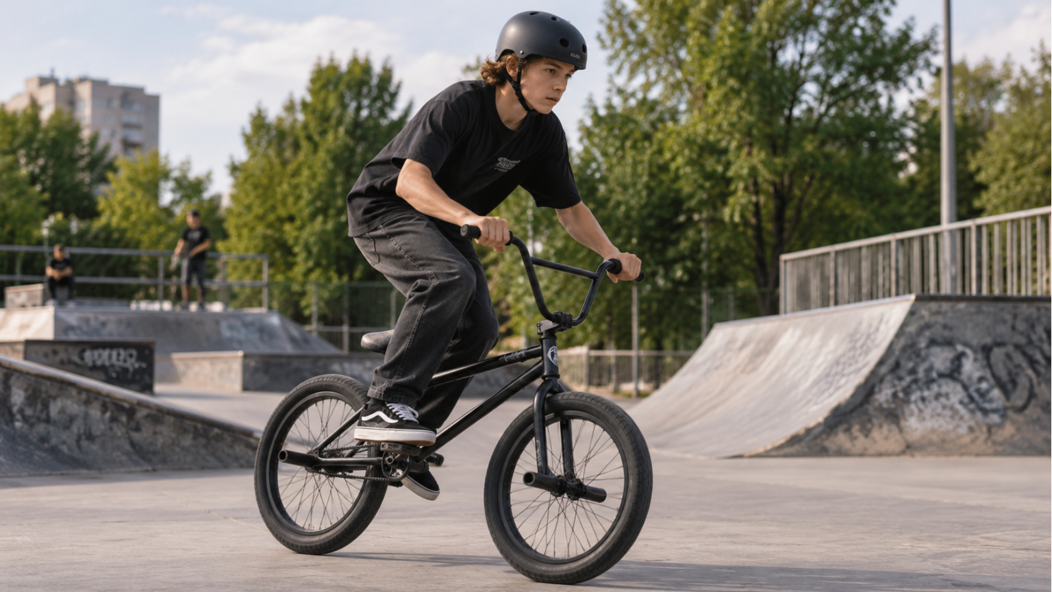 Подросток на BMX велосипеде