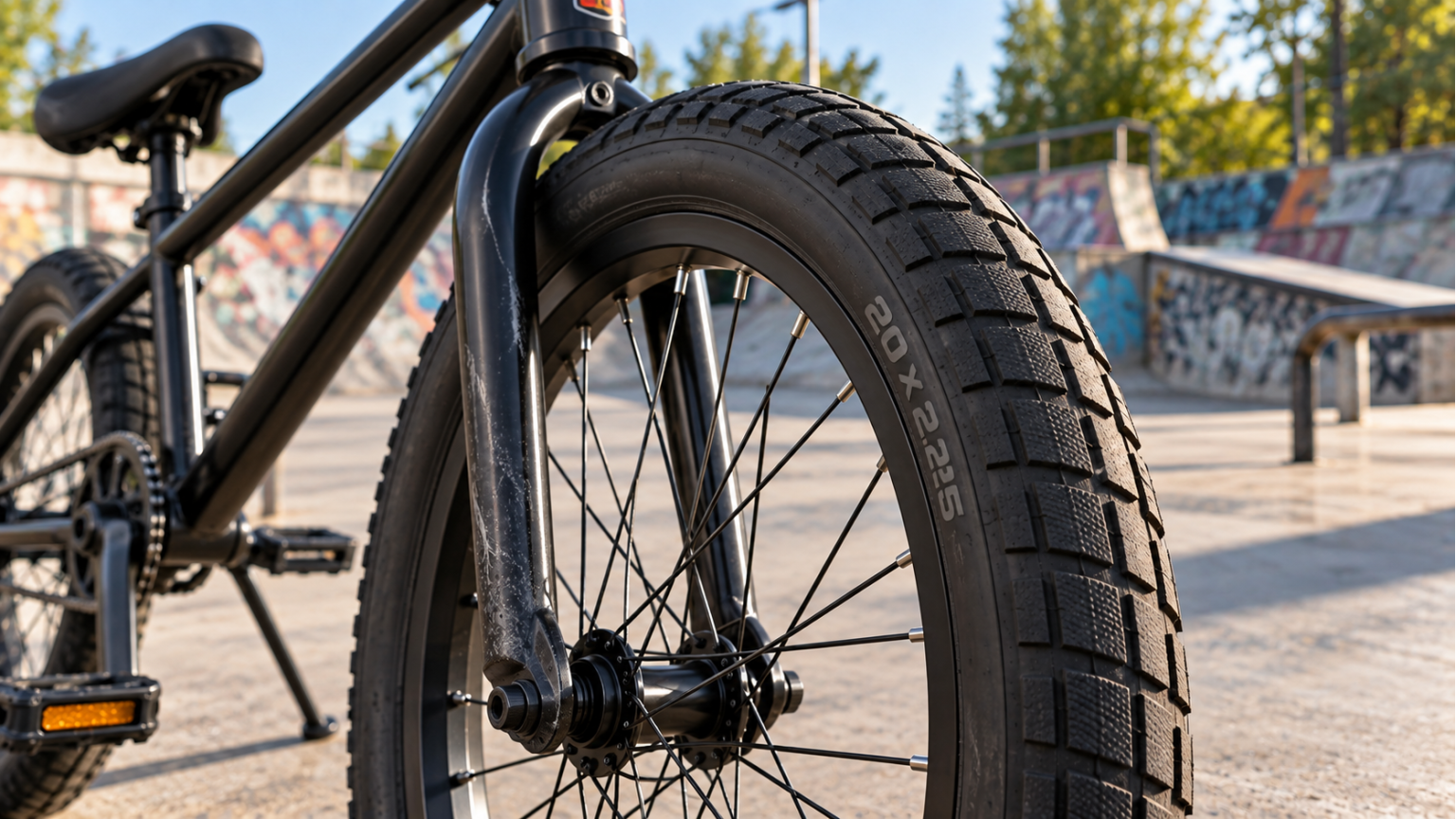 Покрышка 20 дюймов для BMX крупным планом