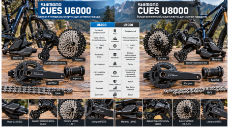 Shimano CUES U6000 vs U8000 — сравнение