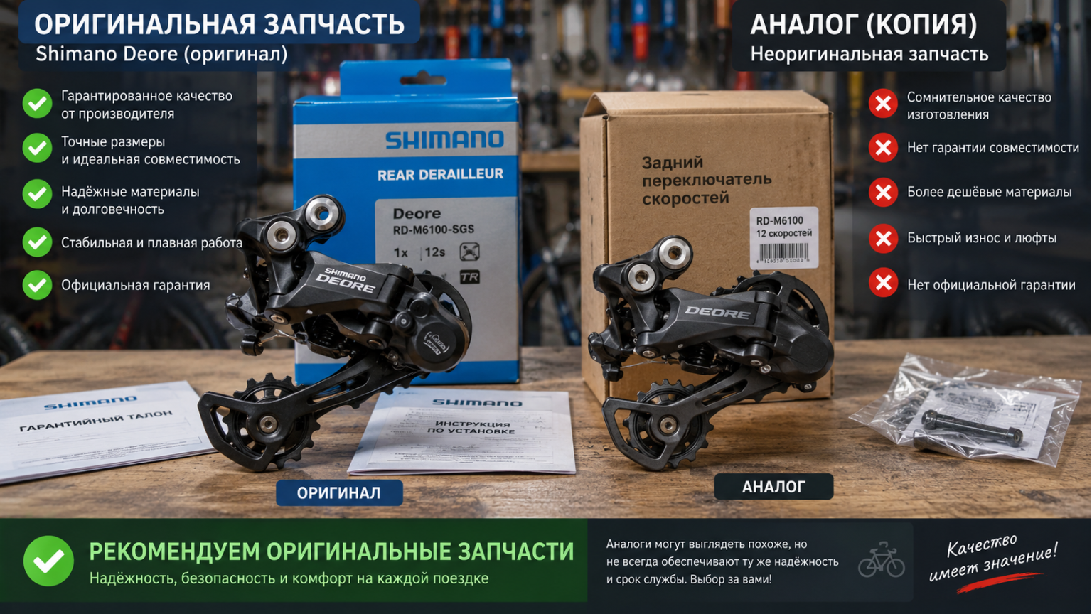 Сравнение оригинальной запчасти и аналога