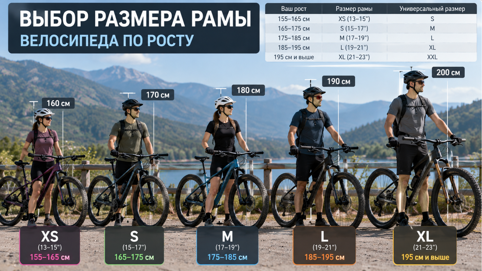 Выбор размера рамы велосипеда по росту