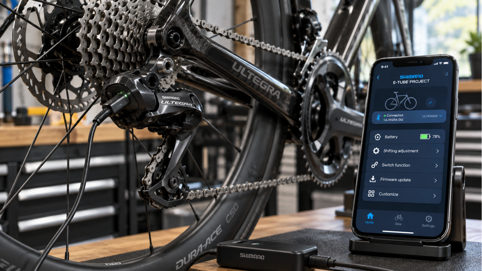 Зарядка и настройка Shimano Di2 через приложение E-TUBE