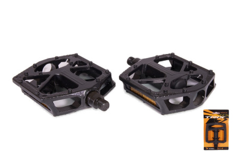 Педали TRIX PLATFORM алюминиевые, 112x111мм, резьба 1/2", с шипами, черные