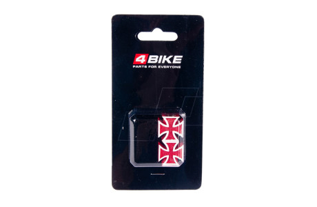 Колпачок для камер AV 4BIKE V23 красный,  "Крест", пластик., в уп. 2 шт