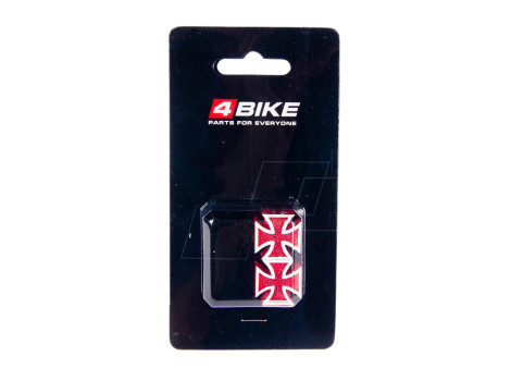 Колпачок для камер AV 4BIKE V23 красный,  "Крест", пластик., в уп. 2 шт