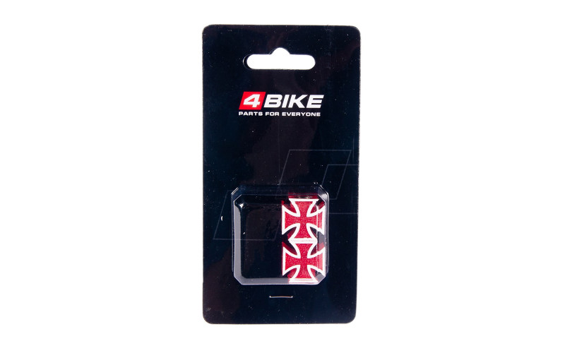 Колпачок для камер AV 4BIKE V23 красный,  "Крест", пластик., в уп. 2 шт