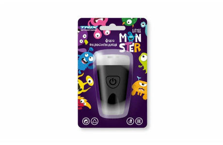Фара TRIX Little Monster детская, передняя, 1 супер яркий белый диод, линза,3 режима, силикон, черна