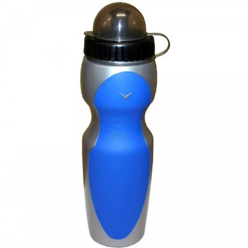  Фото Фляга V-9000S\Blu,750мл,пласт.,с клапаном,защитная крышка, резиновое напыление,серебр./с