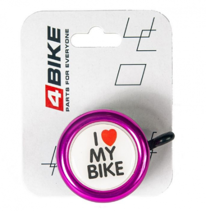 Велозвонок 4BIKE BB3202-Pin алюминий+пластик, D-54мм, розовый