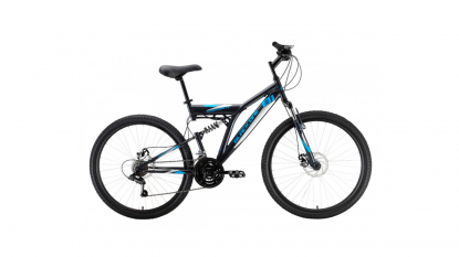26"Велосипед Black One Phantom FS D,рама сталь18,серый/голубой/серебристый