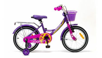 16" Велосипед HOGGER "CARUNA" рама:сталь/ручной и ножной тормоз/доп.колеса, корзина, пурпурный