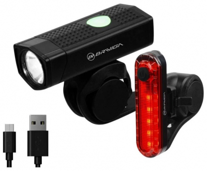 Комплект фонарей Briviga USB bike light set EBL-2255A + EBL-056, перед 350 лм + задний 15 люмен.