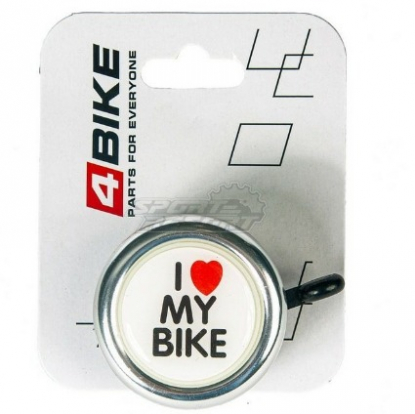 Велозвонок 4BIKE BB3202-Sil алюминий+пластик, D-54мм, серебристый