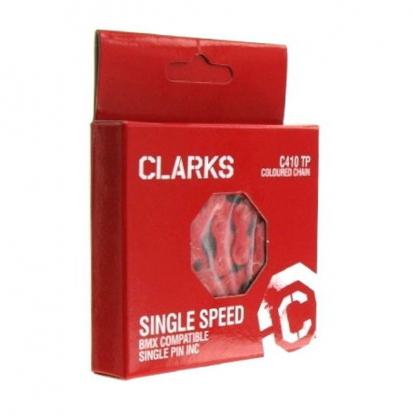 Цепь .CLARK`S, C410TP 1/2"x1/8" 112зв. красная тефл. хром. покрыт. в коробке с замк.1скор./BMX